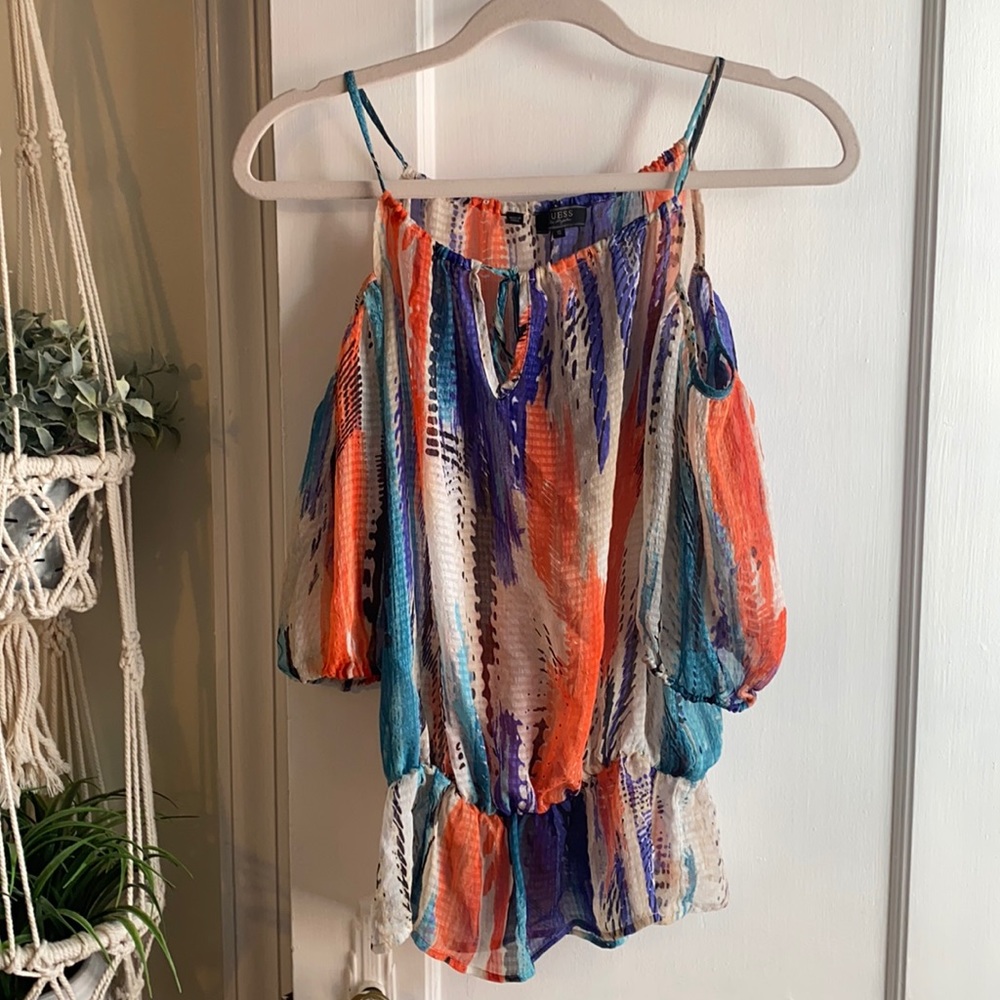 Guess Multicolor Blouse Open Shoudler